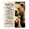 Personalized To My Bonus Son Gifts Blanket From Stepmother Stepdad I Close My Eyes Bear Stepson Birthday Gifts Graduation Christmas Fleece Throw Blanket | siriusteestore