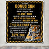 Personalized To My Bonus Son Gifts Blanket From Stepmother Stepdad This Old Tiger Love You Stepson Birthday Gifts Graduation Christmas Custom Fleece Blanket | siriusteestore