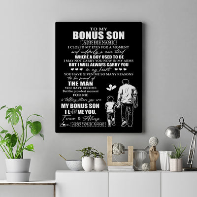 Personalized To My Bonus Son Gifts Canvas From Stepdad I Closed My Eyes For A Moment Stepson Birthday Graduation Christmas Custom Wall Art Print Framed Canvas | siriusteestore