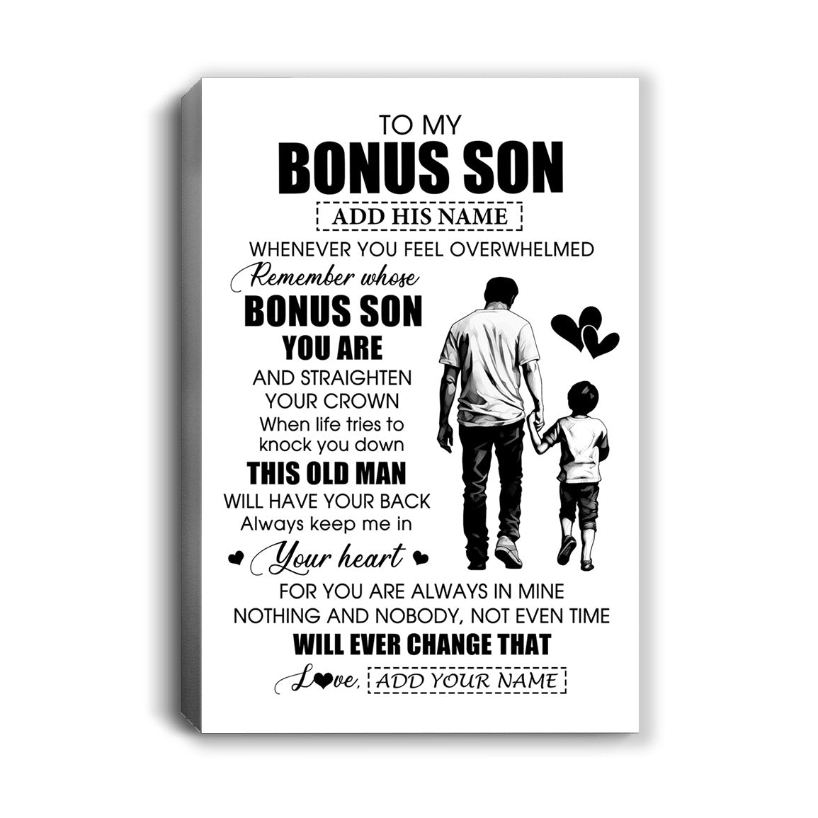 Personalized To My Bonus Son Gifts Canvas From Stepdad Whenever Man Unique Birthday Gifts For Stepson Graduation Christmas Custom Wall Art Print Framed Canvas | siriusteestore