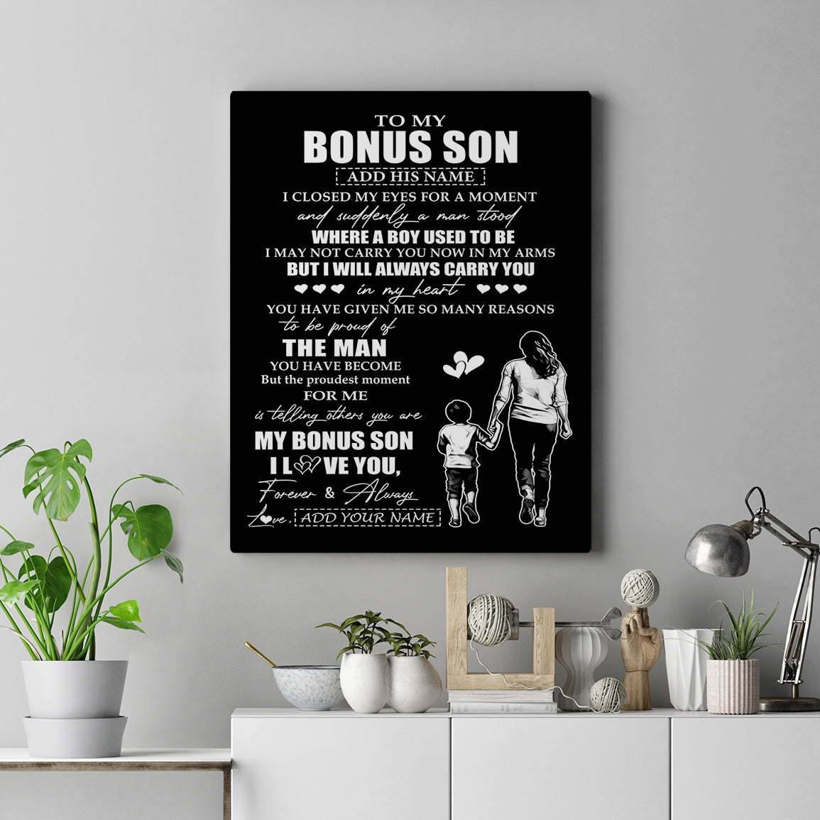 Personalized To My Bonus Son Gifts Canvas From Stepmom I Closed My Eyes For A Moment Stepson Birthday Graduation Christmas Custom Wall Art Print Framed Canvas | siriusteestore