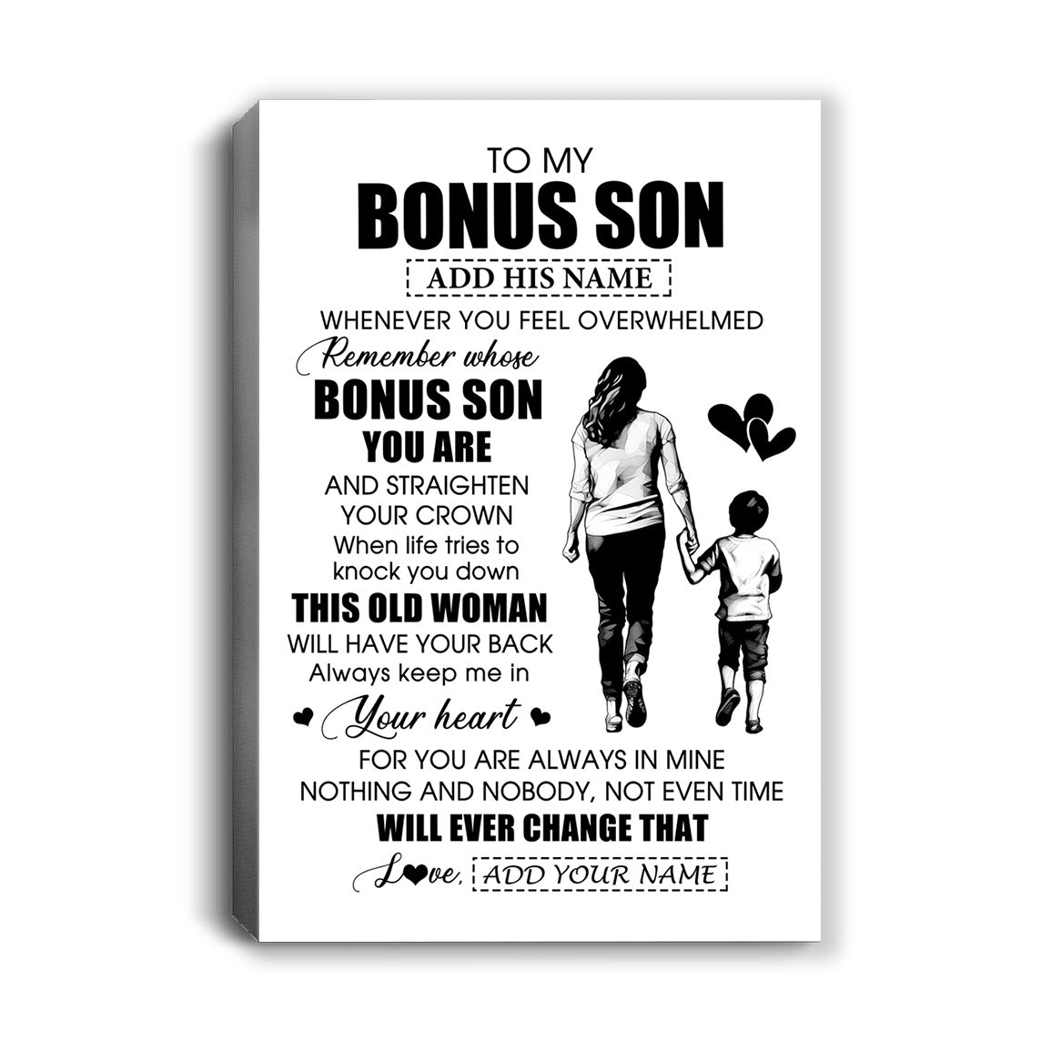 Personalized To My Bonus Son Gifts Canvas From Stepmom Stepdad Whenever Woman Unique Birthday Gifts For Stepson Graduation Christmas Custom Art Print Framed Canvas | siriusteestore