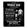 Personalized To My Bonus Son Gifts From Stepdad Blanket Don't Give Up Stepfather Gifts For Stepson Birthday Graduation Christmas Customized Fleece Blanket | siriusteestore