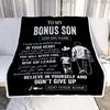 Personalized To My Bonus Son Gifts From Stepdad Blanket Don't Give Up Stepfather Gifts For Stepson Birthday Graduation Christmas Customized Fleece Blanket | siriusteestore
