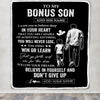 Personalized To My Bonus Son Gifts From Stepdad Blanket Don't Give Up Stepfather Gifts For Stepson Birthday Graduation Christmas Customized Fleece Blanket | siriusteestore