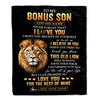 Personalized To My Bonus Son Gifts From Stepdad Blanket Old Lion Love You Stepson Birthday Gifts Graduation Christmas Customized Fleece Throw Blanket | siriusteestore