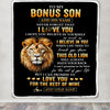 Personalized To My Bonus Son Gifts From Stepdad Blanket Old Lion Love You Stepson Birthday Gifts Graduation Christmas Customized Fleece Throw Blanket | siriusteestore