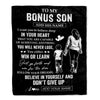 Personalized To My Bonus Son Gifts From Stepmother Blanket Don't Give Up Stepmom Gifts For Stepson Birthday Graduation Christmas Customized Fleece Blanket | siriusteestore