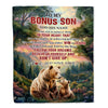 Personalized To My Bonus Son Gifts From Stepmother Stepdad Blanket Don't Give Up Bear Gifts For Stepson Birthday Graduation Christmas Customized Fleece Blanket | siriusteestore