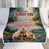 Personalized To My Bonus Son Gifts From Stepmother Stepdad Blanket Don't Give Up Bear Gifts For Stepson Birthday Graduation Christmas Customized Fleece Blanket | siriusteestore