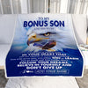 Personalized To My Bonus Son Gifts From Stepmother Stepdad Blanket Don't Give Up Eagle Gifts For Stepson Birthday Graduation Christmas Custom Fleece Blanket | siriusteestore