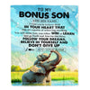 Personalized To My Bonus Son Gifts From Stepmother Stepdad Blanket Don't Give Up Elephant Gifts For Stepson Birthday Graduation Christmas Fleece Blanket | siriusteestore