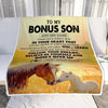 Personalized To My Bonus Son Gifts From Stepmother Stepdad Blanket Don't Give Up Horse Gifts For Stepson Birthday Graduation Christmas Custom Fleece Blanket | siriusteestore