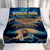 Personalized To My Bonus Son Gifts From Stepmother Stepdad Blanket Don't Give Up Lion Gifts For Stepson Birthday Graduation Christmas Customized Fleece Blanket | siriusteestore
