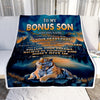 Personalized To My Bonus Son Gifts From Stepmother Stepdad Blanket Don't Give Up Tiger Gifts For Stepson Birthday Graduation Christmas Custom Fleece Blanket | siriusteestore