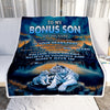 Personalized To My Bonus Son Gifts From Stepmother Stepdad Blanket Don't Give Up White Tiger Gifts For Stepson Birthday Graduation Christmas Fleece Blanket | siriusteestore