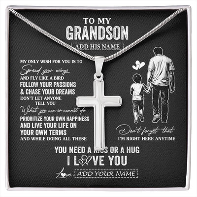 Stainless Cross Necklace Stainless Steel | 1 | Personalized To My Bonus Son Gifts Necklace From Stepdad My Only Wish For You Stepson Birthday Gifts Graduation Christmas Customized Gift Box Message Card | siriusteestore.myshopify