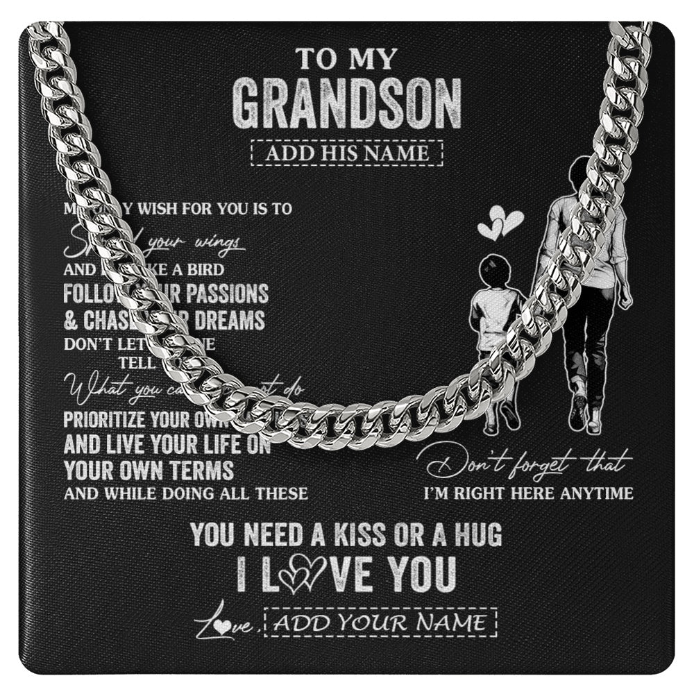 Cuban Link Chain Necklace Stainless Steel | 1 | Personalized To My Bonus Son Gifts Necklace From Stepmom My Only Wish For You Stepson Birthday Gifts Graduation Christmas Customized Gift Box Message Card | siriusteestore.myshopify