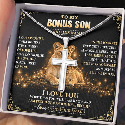 Stainless Cross Necklace Stainless Steel | 2 | Personalized To My Bonus Son Gifts Necklace From Stepmom To Stepson Birthday Gifts Love You Forever Lion Graduation Christmas Custom Gift Box Message Card | https://siriusteestore.