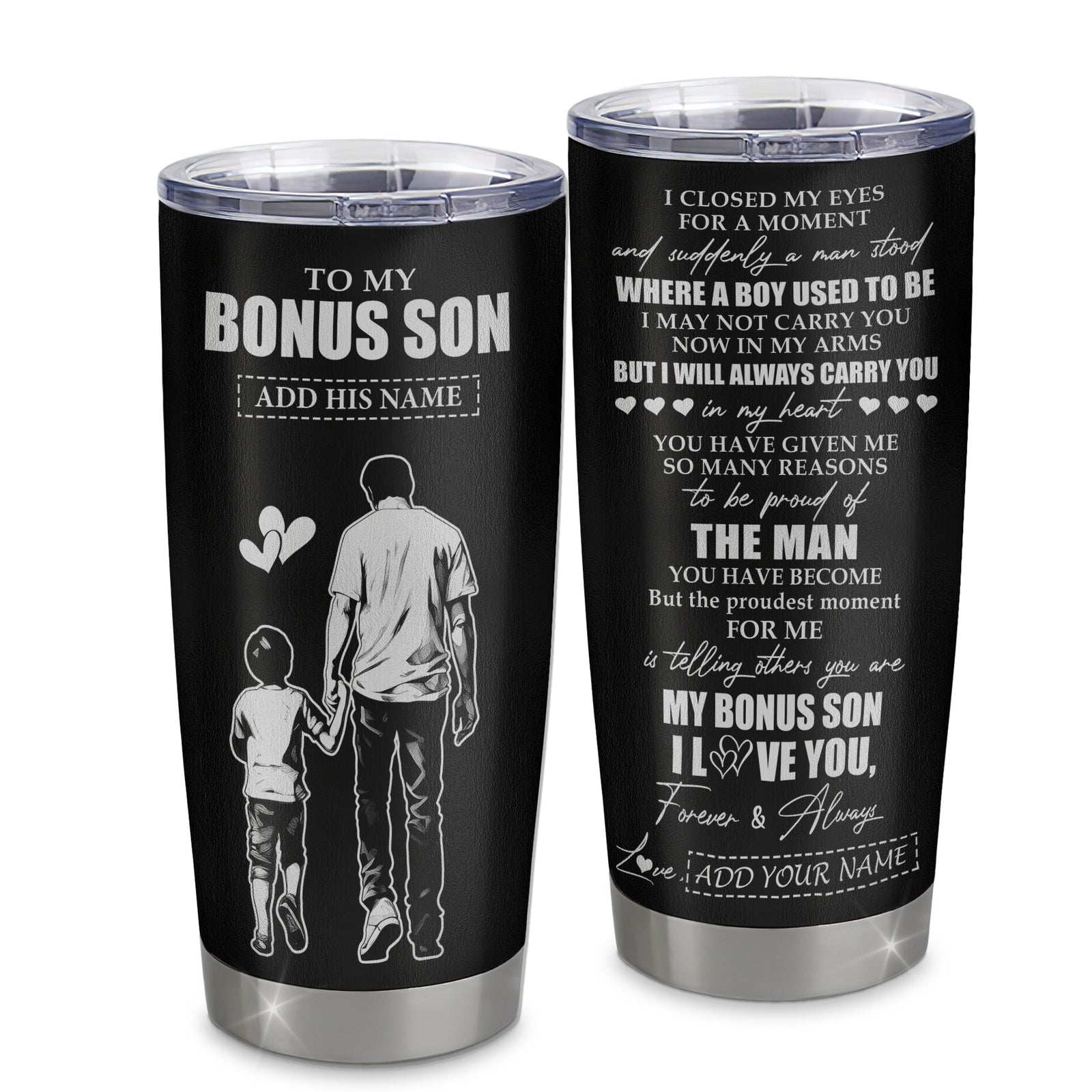 Personalized To My Bonus Son Gifts Tumbler From Stepdad I Closed My Eyes For A Moment Stepson Birthday Graduation Christmas Custom Stainless Steel Cup Travel Mug | siriusteestore
