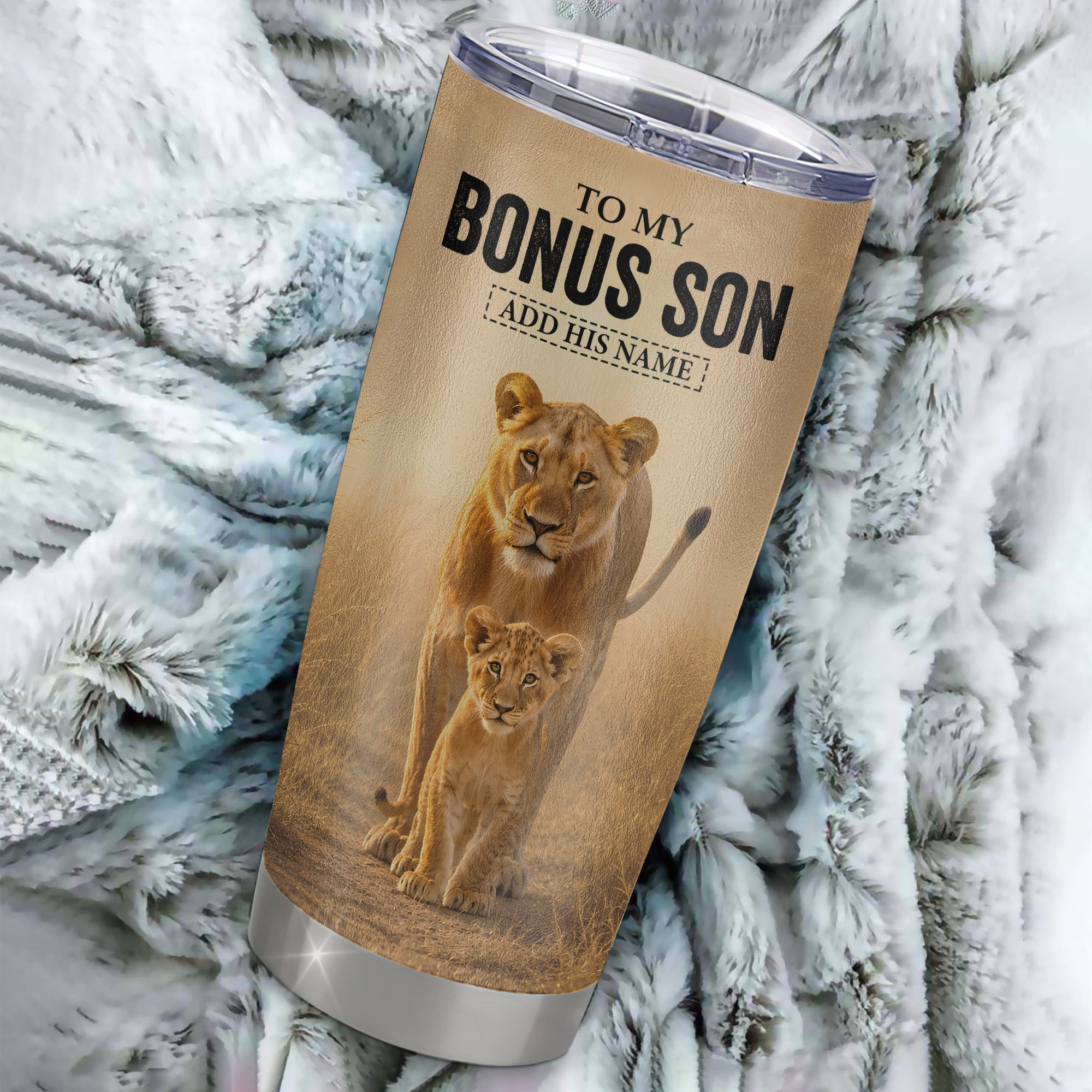 Personalized To My Bonus Son Gifts Tumbler From Stepmom Always Remember Lion Gifts For Stepson Birthday Graduation Christmas Customized Custom Stainless Steel Travel Mug | siriusteestore