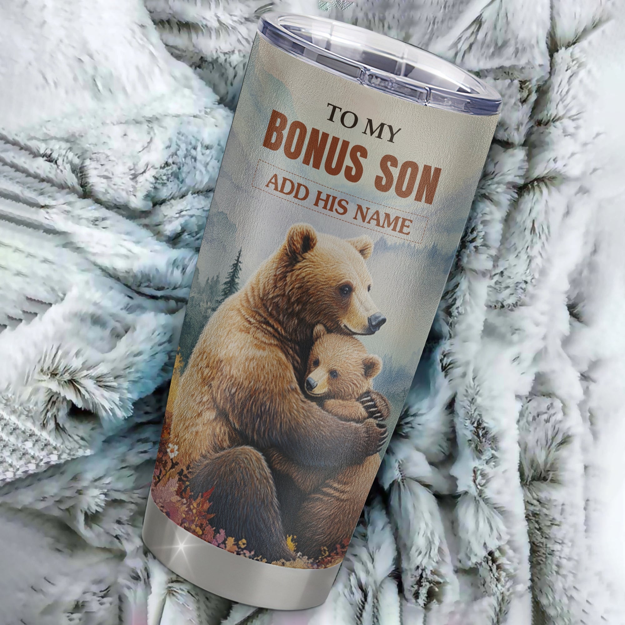 Personalized To My Bonus Son Gifts Tumbler From Stepmom Stepdad Whenever Bear Unique Birthday Gifts For Stepson Graduation Christmas Stainless Steel Cup Travel Mug | siriusteestore
