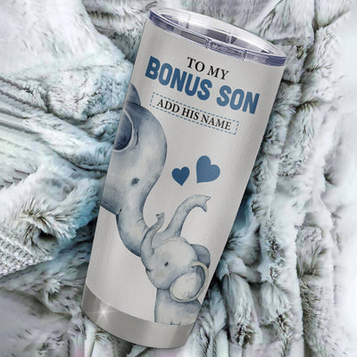 Personalized To My Bonus Son Gifts Tumbler From Stepmom Stepdad Whenever Elephant Unique Birthday Gifts For Stepson Graduation Christmas Custom Stainless Steel Mug | siriusteestore