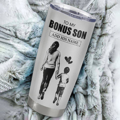 Personalized To My Bonus Son Gifts Tumbler From Stepmom Stepdad Whenever Woman Unique Birthday Gifts For Stepson Graduation Christmas Custom Stainless Steel Travel Mug | siriusteestore