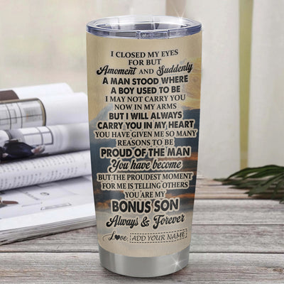 Personalized To My Bonus Son Gifts Tumbler Tiger From Stepmother Stepdad You Are My Stepson Birthday Gifts Graduation Christmas Custom Stainless Steel Travel Mug Shirt & Hoodie | siriusteestore