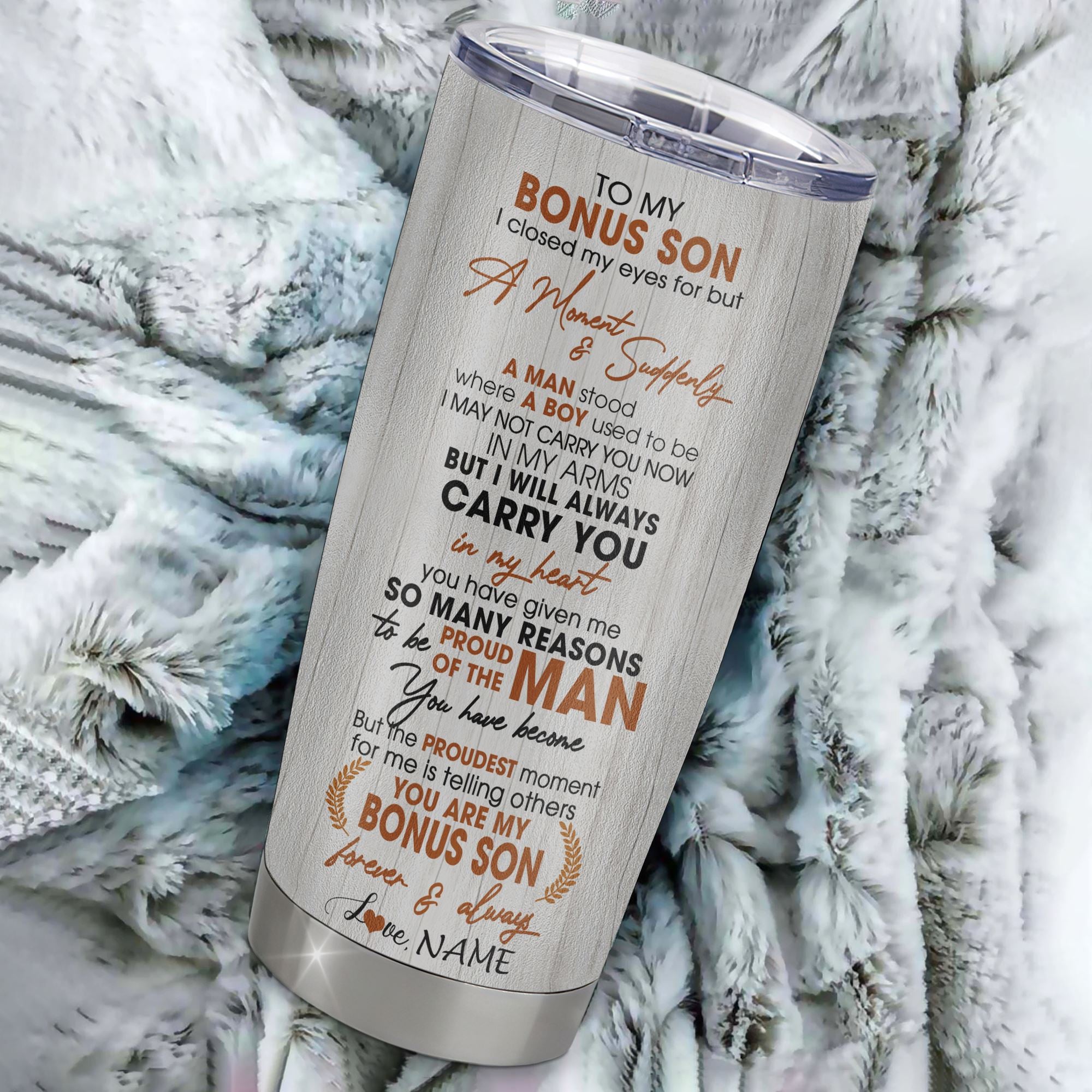 Personalized To My Bonus Son Lion Tumbler From Stepdad I Closed My Eyes Great Stepson Birthday Gifts Graduation Christmas Custom Stainless Steel Cup Travel Mug | siriusteestore