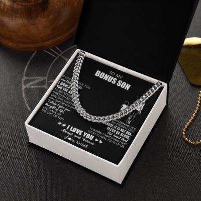 Cuban Link Chain Necklace Stainless Steel | 2 | Personalized To My Bonus Son Necklace From Bonus Mom It Is Not DNA I Love You Stepson Birthday Gifts Meaningful Christmas Customized Gift Box Message Card | siriusteestore