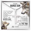 Stainless Cross Necklace Stainless Steel | 1 | Personalized To My Bonus Son Necklace From Step Mom You Will Never Lose Wolf Step Son Birthday Graduation Christmas Customized Gift Box Message Card | siriusteestore