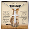 Stainless Cross Necklace Stainless Steel | 1 | Personalized To My Bonus Son Necklace From Stepmom Lion Never Forget That I Love You Stepson Jewelry Birthday Graduation Christmas Customized Message Card | siriusteestore