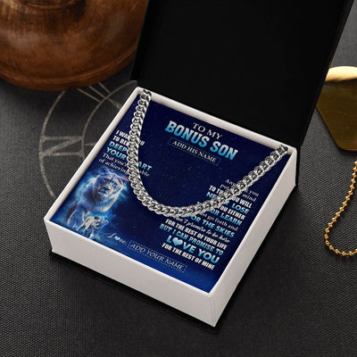 Cuban Link Chain Necklace Stainless Steel | 2 | Personalized To My Bonus Son Necklace From Stepmother Believe Your Heart Stepson Gift Birthday Graduation Christmas Customized Gift Box Message Card | siriusteestore.myshopify