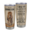 Personalized To My Bonus Son Tumbler From Stepdad Lion Stainless Steel Cup Never Forget That I Love You Stepson Birthday Gifts Graduation Christmas Custom Travel Mug | siriusteestore