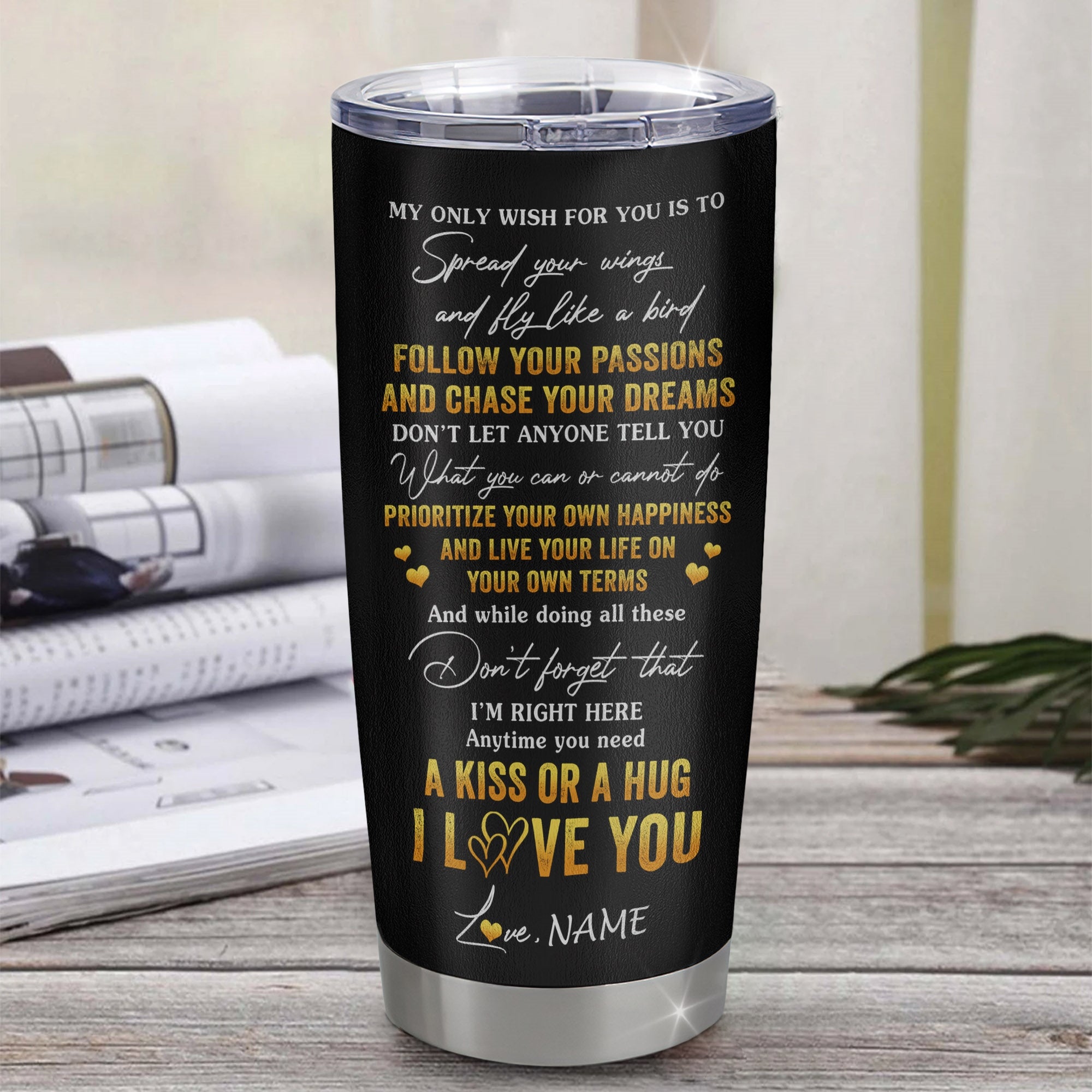 Personalized To My Bonus Son Tumbler From Stepdad Stainless Steel Cup Lion My Only Wish For You Stepson Birthday Graduation Christmas Travel Mug | siriusteestore