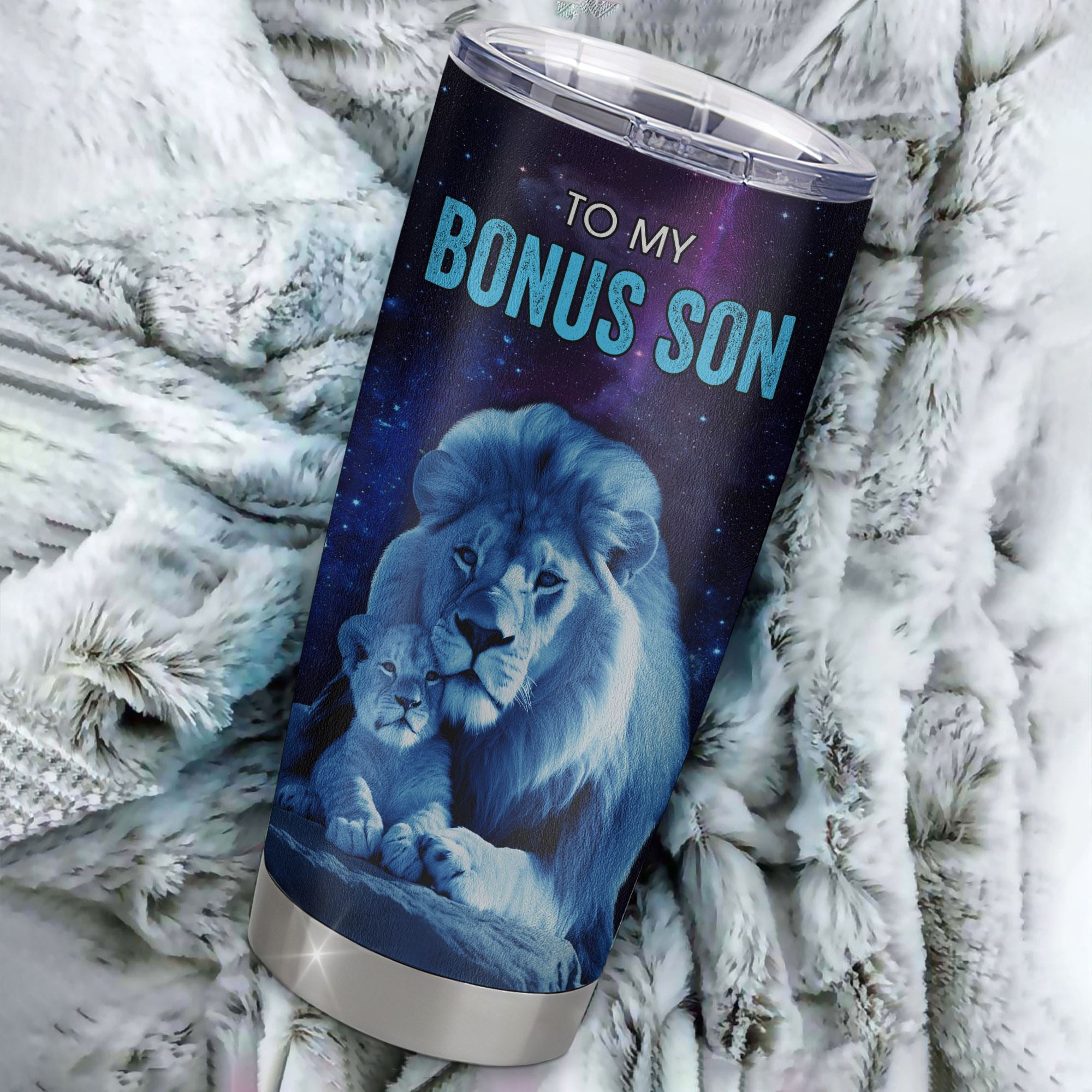 Personalized To My Bonus Son Tumbler From Stepdad Stainless Steel Cup Sometimes It's Hard Lion Stepson Gift Birthday Graduation Christmas Custom Travel Mug | siriusteestore