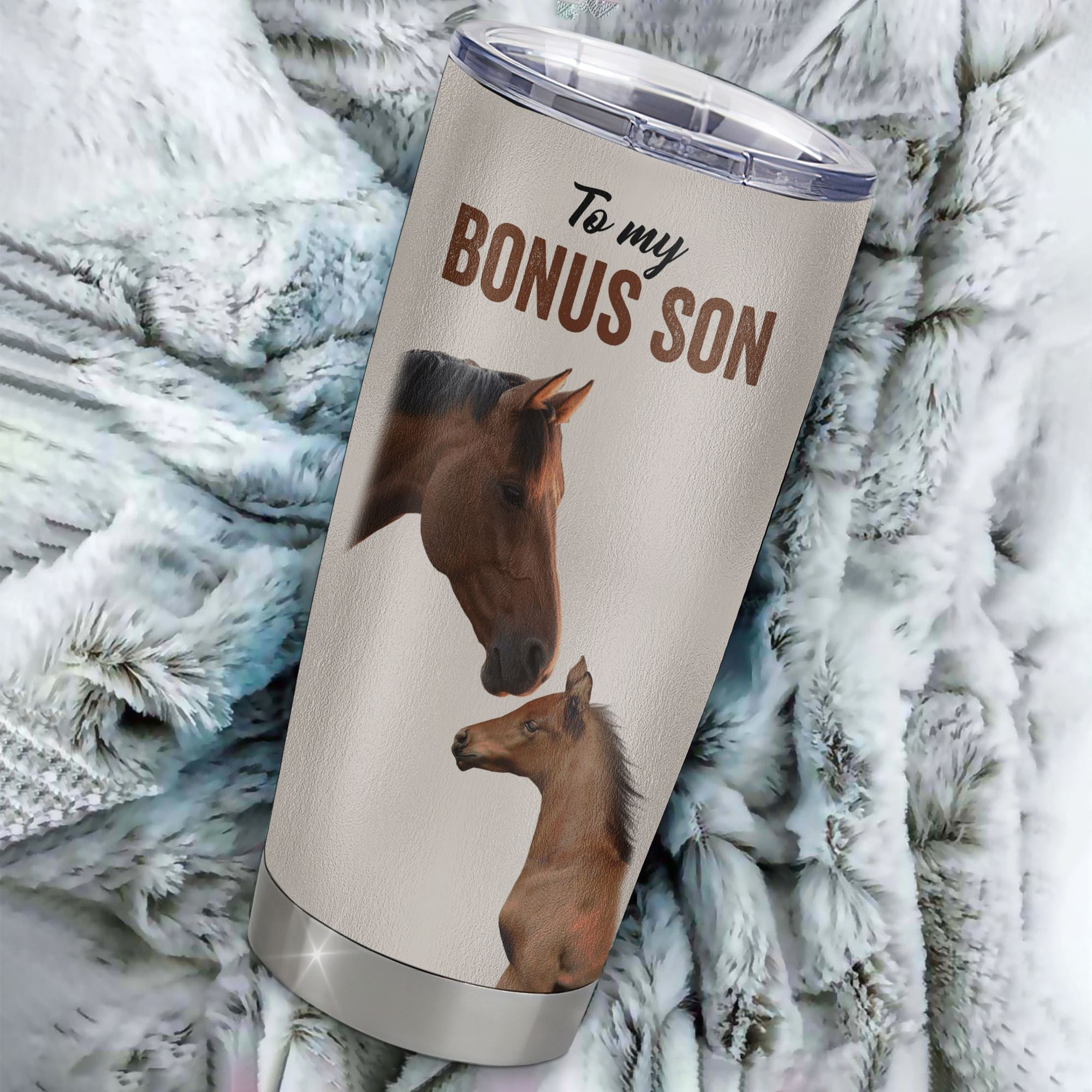 Personalized To My Bonus Son Tumbler From Stepmom Stainless Steel Cup This Old Horse Love You Stepson Birthday Graduation Christmas Custom Travel Mug | siriusteestore