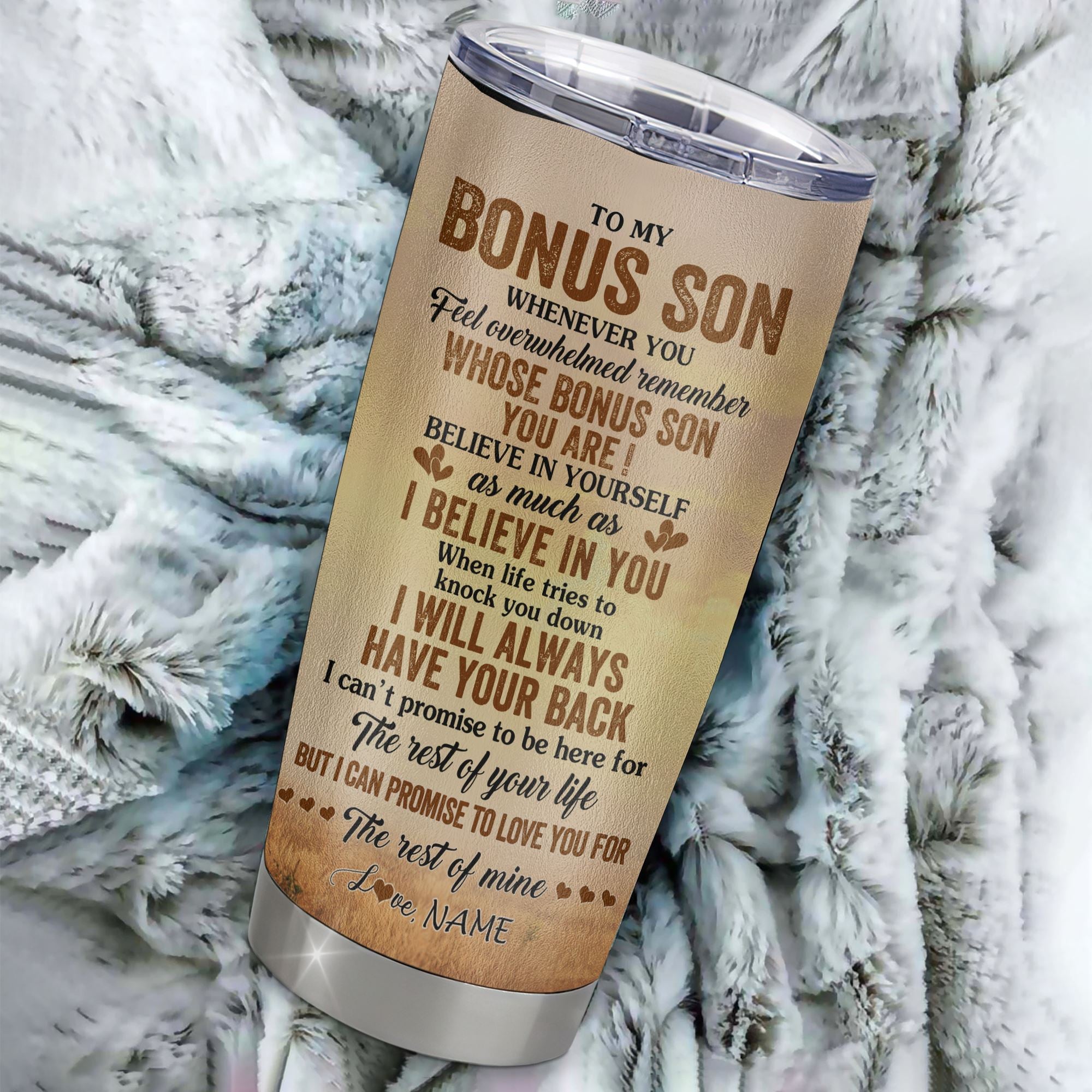 Personalized To My Bonus Son Tumbler From Stepmom Stepdad Stainless Steel Cup Whenever You Feel Horse Stepson Birthday Gifts Graduation Christmas Custom Travel Mug | siriusteestore