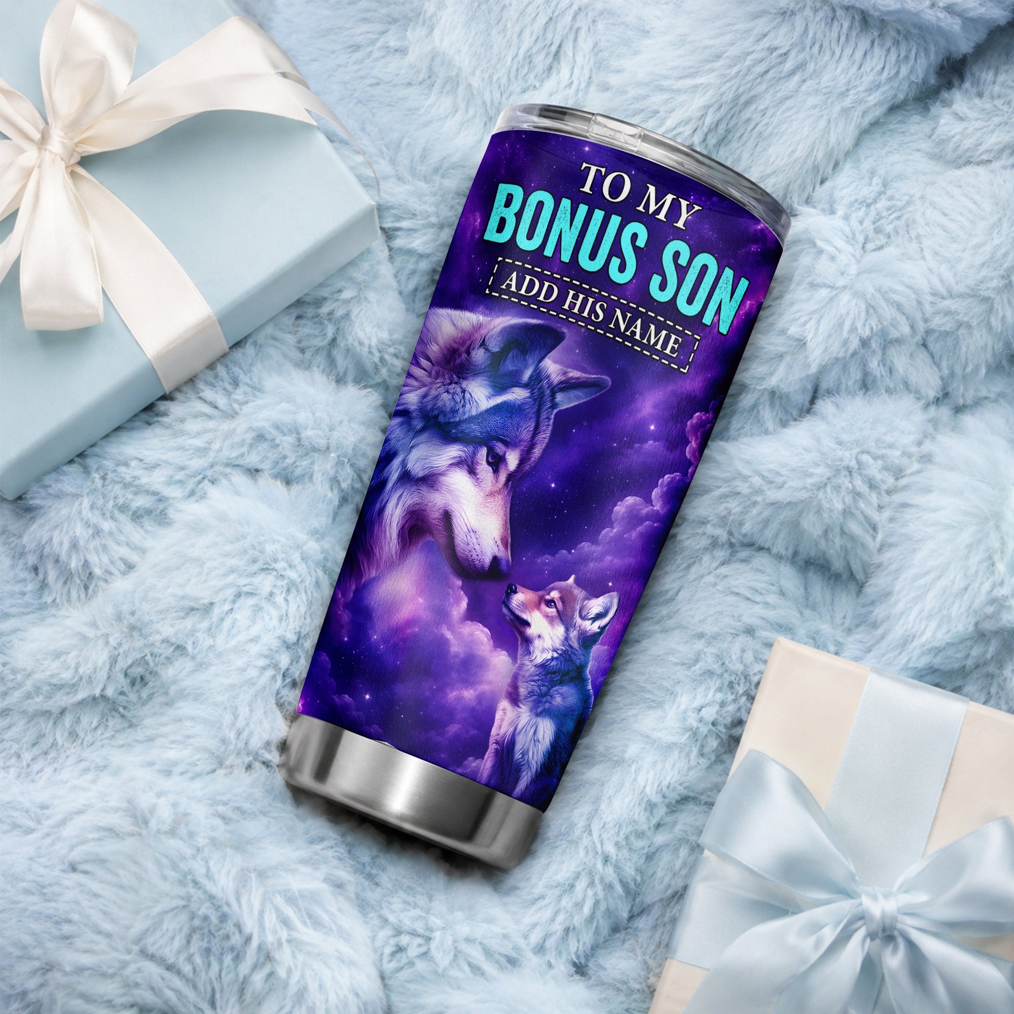 Personalized To My Bonus Son Tumbler From Stepmom Stepdad Wolf Never Forget I Love You Stepson Birthday Gifts Graduation Christmas Custom Stainless Steel Travel Mug | siriusteestore