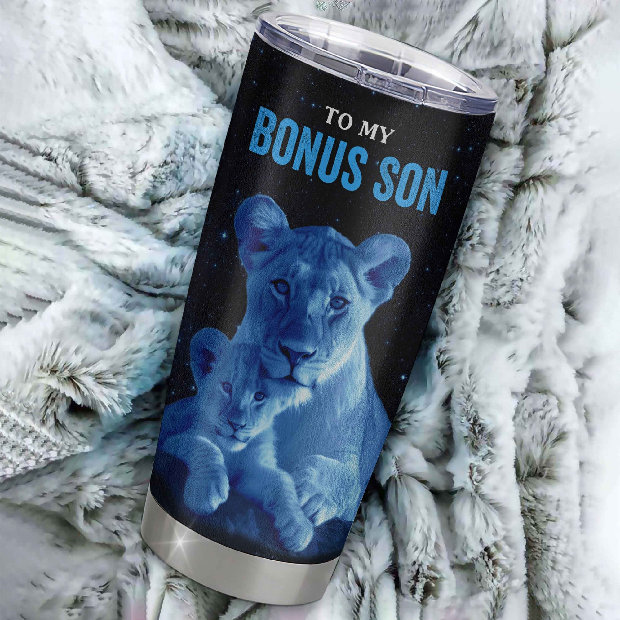 Personalized To My Bonus Son Tumbler From Stepmother Stainless Steel Cup I Love You This Old Lion Stepson Birthday Graduation Christmas Travel Mug | siriusteestore