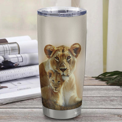Personalized To My Bonus Son Tumbler From Stepmother Stainless Steel Cup Lion Never Feel That You Are Alone Great Stepson Birthday Christmas Travel Mug | siriusteestore