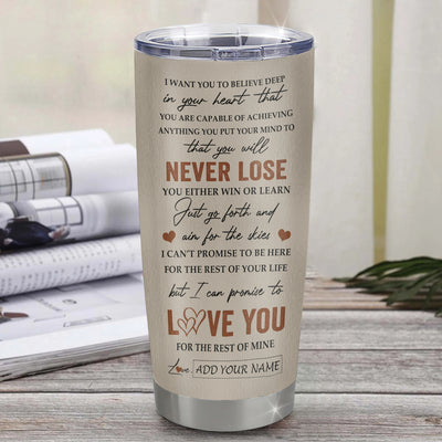 Personalized To My Bonus Son Tumbler From Stepmother Stepdad You Will Never Lose Bear Stepson Birthday Gifts Graduation Christmas Custom Stainless Steel Cup Mug | siriusteestore