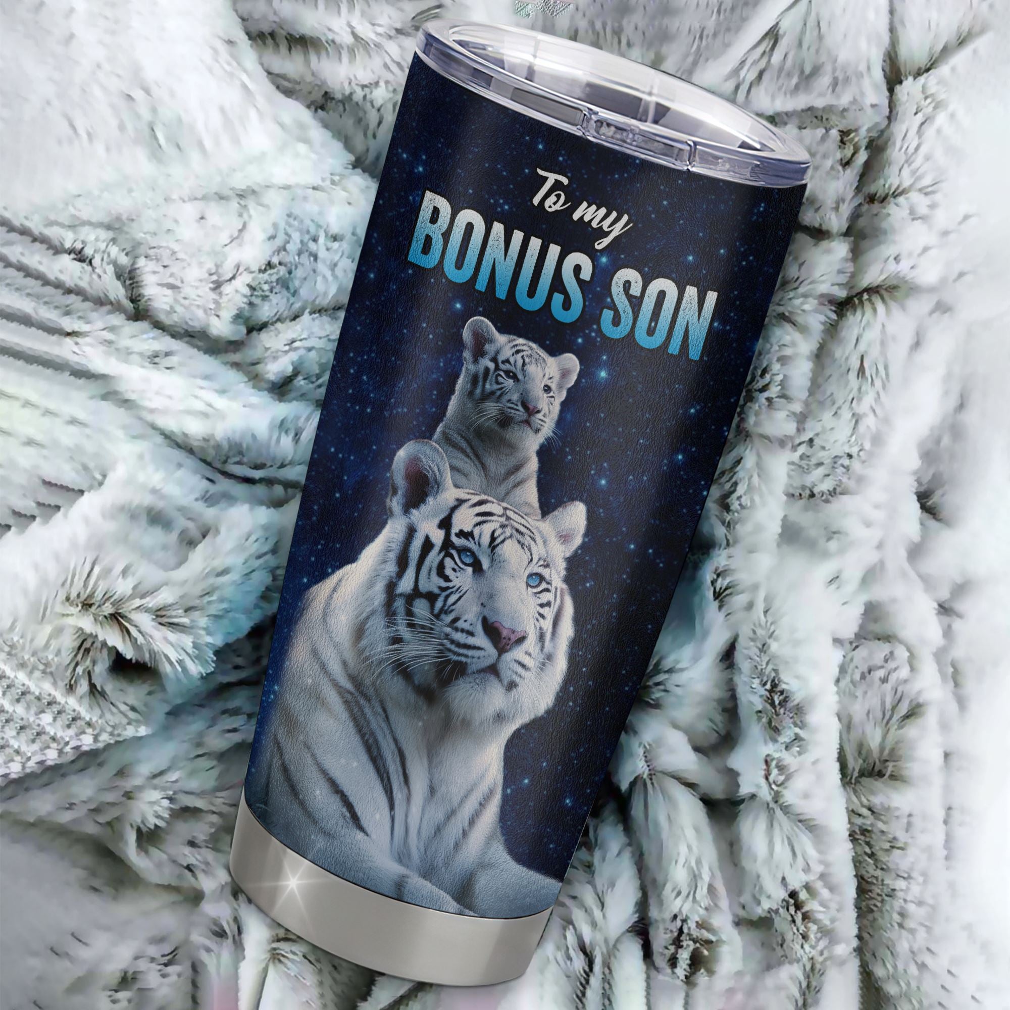 Personalized To My Bonus Son Tumbler Gift From Stepfather Stainless Steel Cup This Old Tiger Love You Stepson Birthday Graduation Christmas Custom Travel Mug | siriusteestore