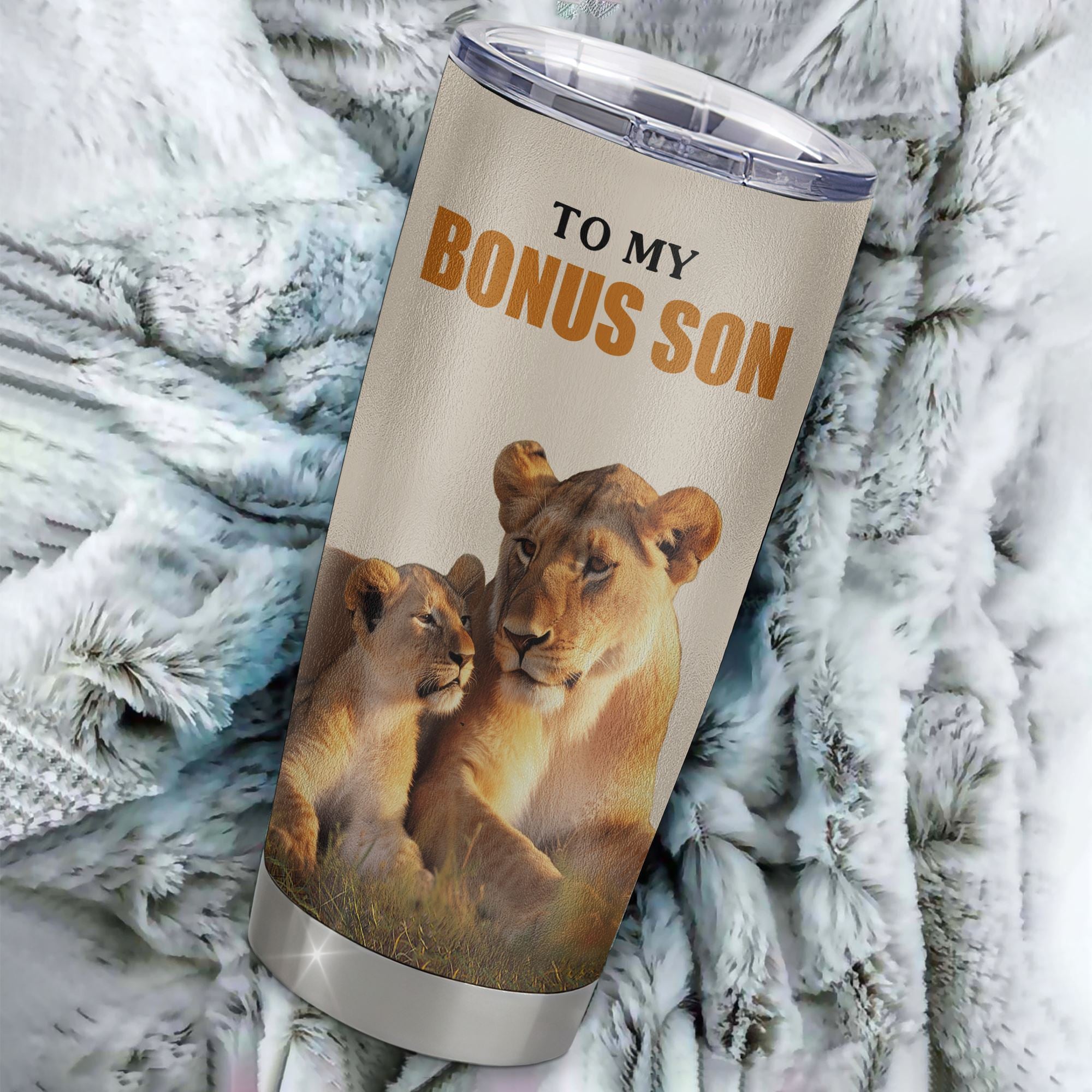 Personalized To My Bonus Son Tumbler Stainless Steel Cup From Stepmom Whenever You Fell Overwhelmed Lion Stepson Birthday Gifts Graduation Christmas Custom Travel Mug | siriusteestore