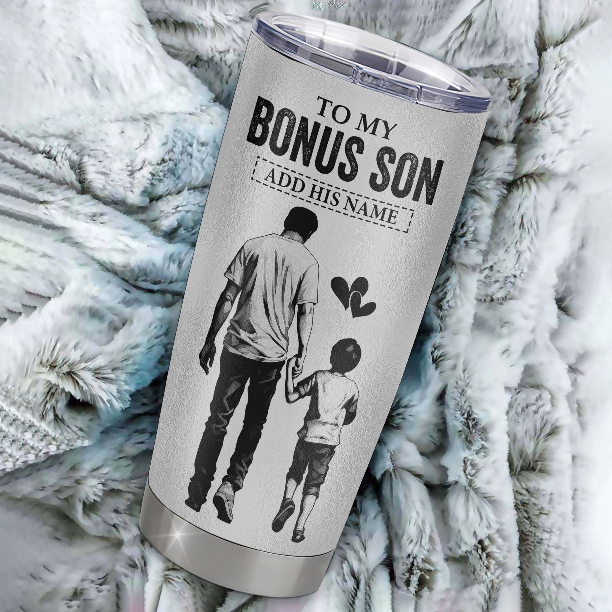 Personalized To My Bonus Son Tumbler You Will Never Lose From Bonus Dad Stepfather Stepson Birthday Gifts Graduation Christmas Custom Stainless Steel Cup Travel Mug | siriusteestore