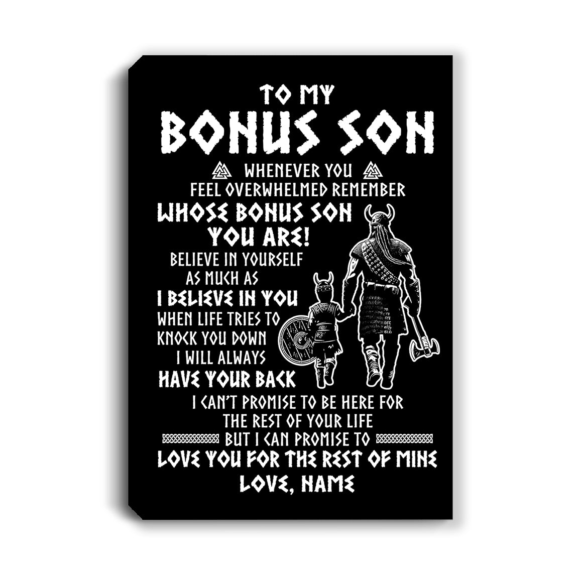 Personalized To My Bonus Son Viking Canvas From Stepdad Whenever You Feel Overwhelmed Stepson Birthday Gifts Graduation Christmas Custom Wall Art Print Framed Canvas | siriusteestore