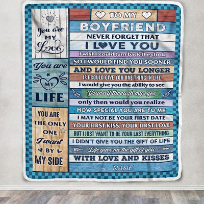 Personalized To My Boyfriend Blanket From Girlfriend Wood I Love You Boyfriend Birthday Anniversary Romantic Valentines Day Christmas Customized Fleece Blanket | siriusteestore