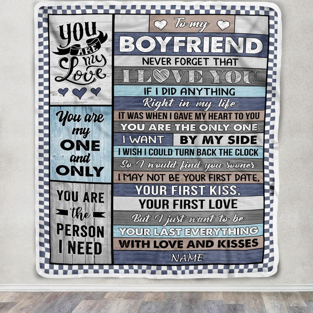 Personalized To My Boyfriend Blanket From Girlfriend Wood You Are My Love Him Birthday Anniversary Valentines Christmas Customized Gift Fleece Blanket | siriusteestore