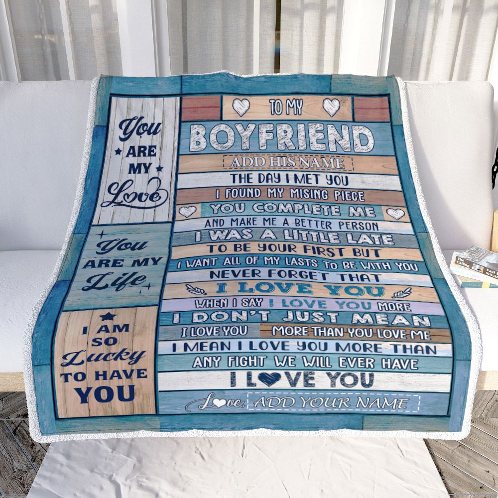 Personalized To My Boyfriend Blanket Wood The Day I Met You Boyfriend Birthday Gifts Romantic Valentines Day Gifts For Him Christmas Customized Fleece Blanket | siriusteestore